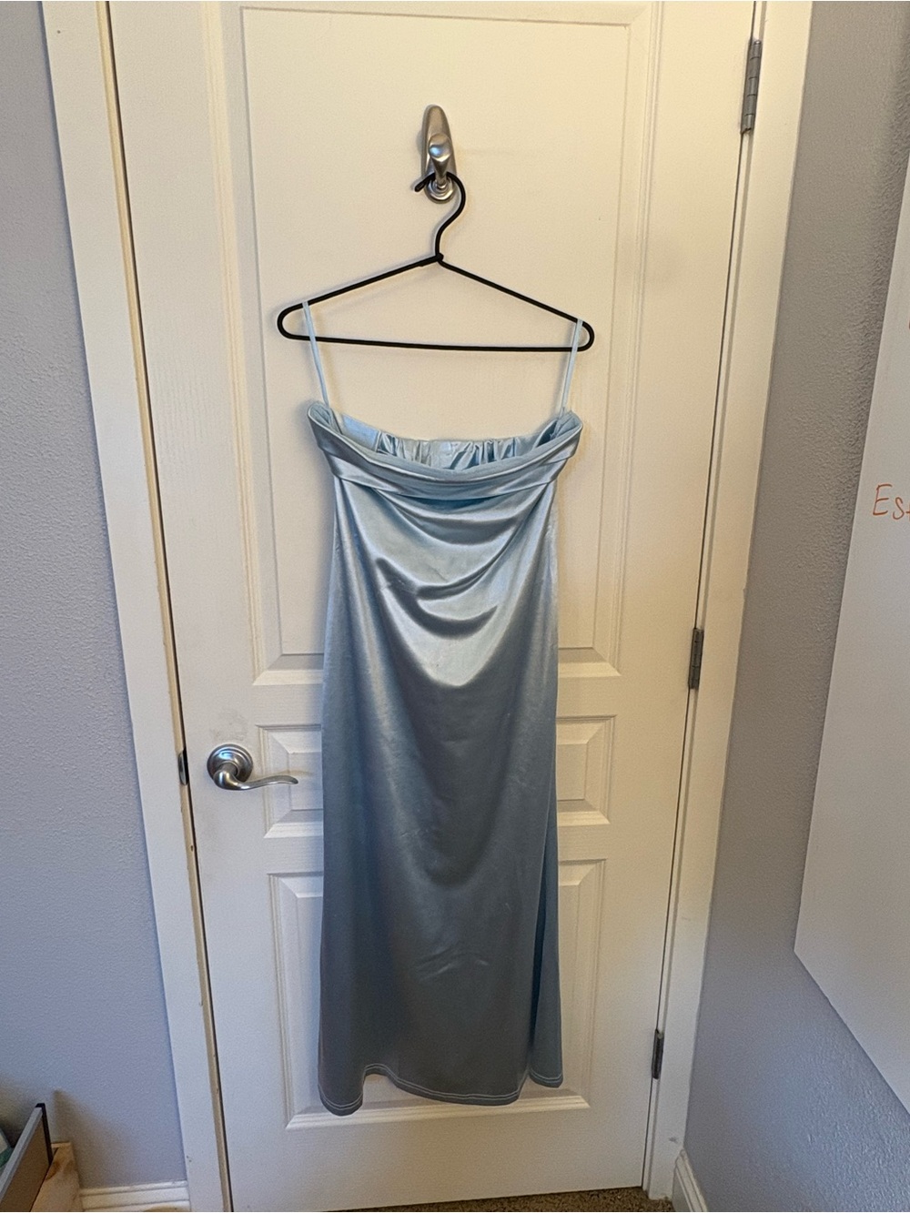 Satin Slip Midi Dress in Light Blue